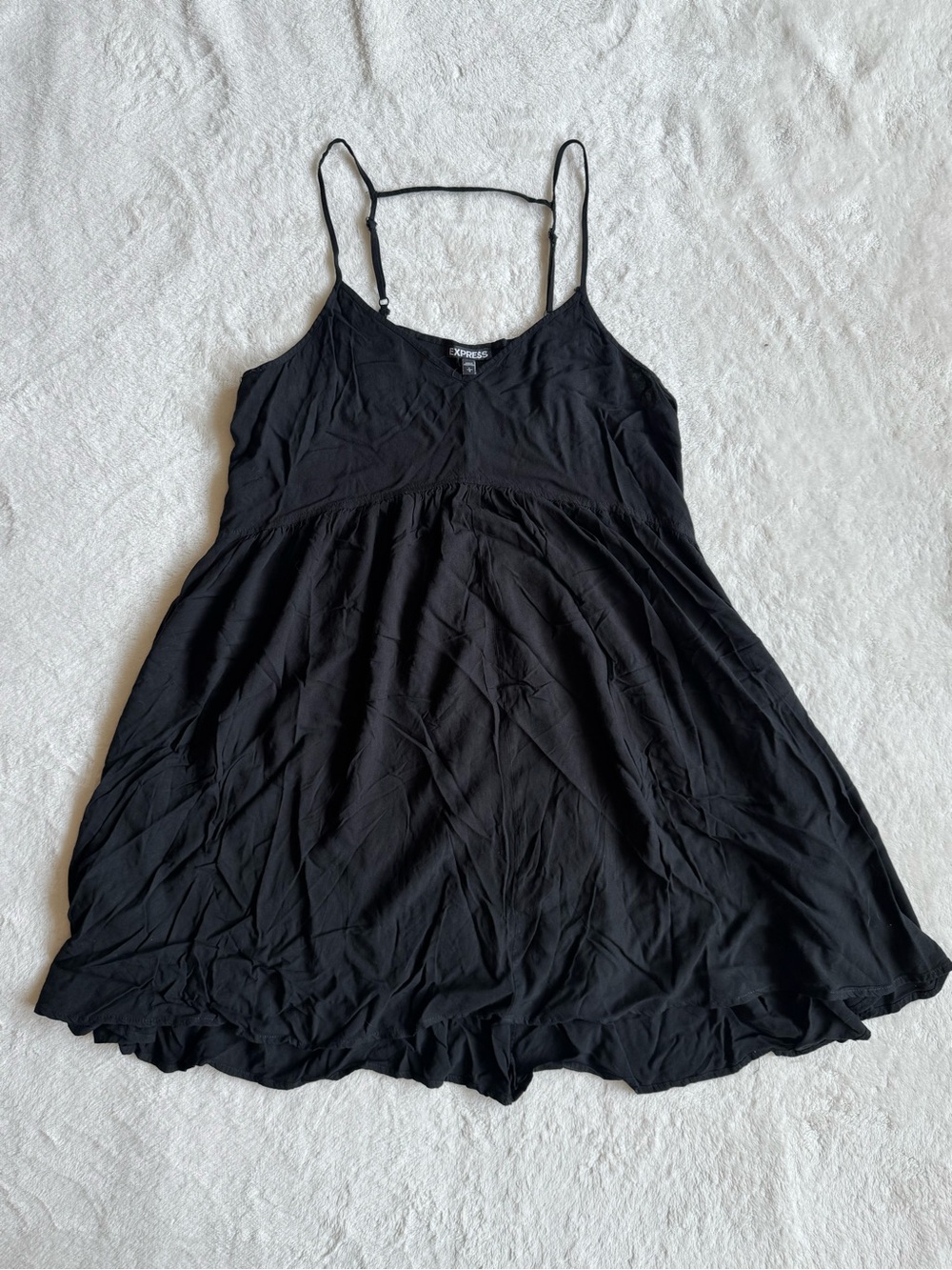 Express Black Babydoll Mini Dress Spaghetti Strap L